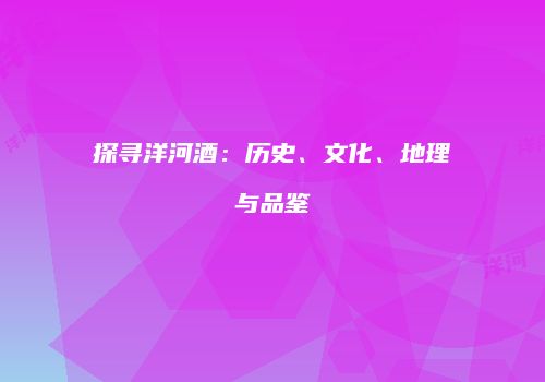 探寻洋河酒：历史、文化、地理与品鉴