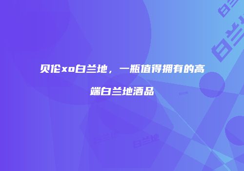 贝伦xo白兰地，一瓶值得拥有的高端白兰地酒品