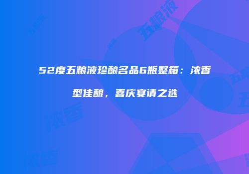 52度五粮液珍酿名品6瓶整箱：浓香型佳酿，喜庆宴请之选