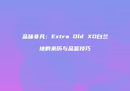 品味非凡：Extra Old XO白兰地的来历与品鉴技巧