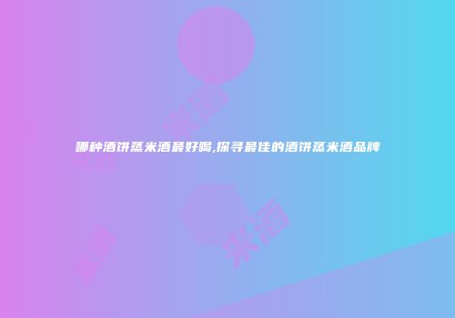哪种酒饼蒸米酒最好喝,探寻最佳的酒饼蒸米酒品牌