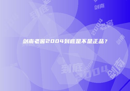 剑南老窖2004到底是不是正品？