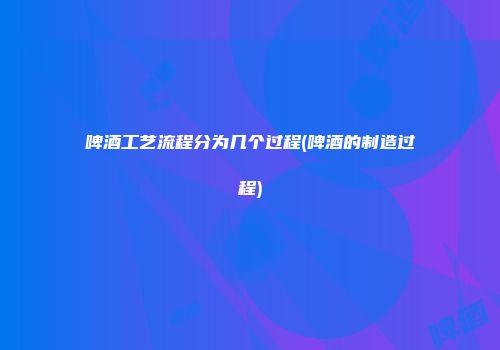 啤酒工艺流程分为几个过程(啤酒的制造过程)
