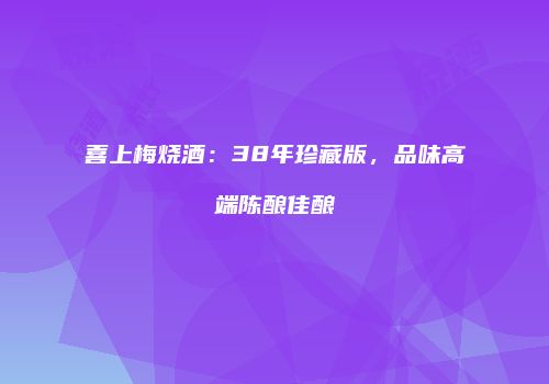 喜上梅烧酒：38年珍藏版，品味高端陈酿佳酿