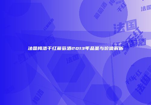 法国梅洛干红葡萄酒2013年品鉴与价值解析