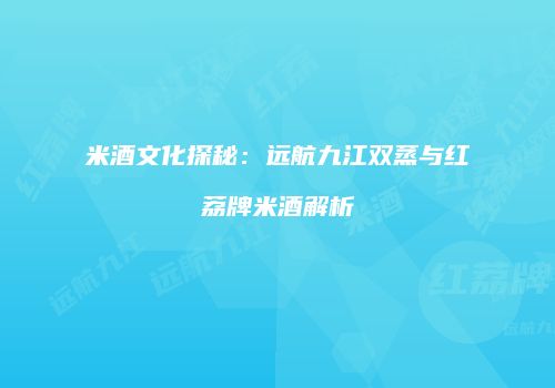 米酒文化探秘：远航九江双蒸与红荔牌米酒解析