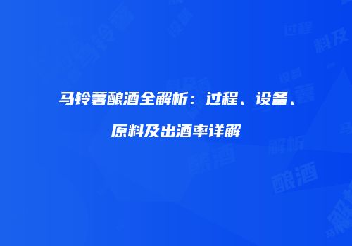 马铃薯酿酒全解析：过程、设备、原料及出酒率详解