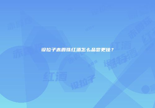 设拉子赤霞珠红酒怎么品尝更佳？