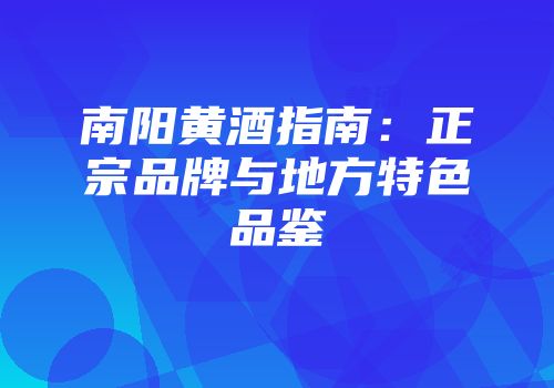 南阳黄酒指南：正宗品牌与地方特色品鉴