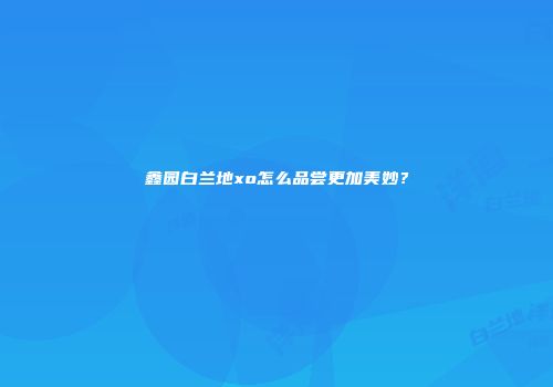 鑫园白兰地xo怎么品尝更加美妙？