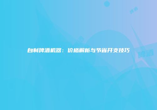 自制啤酒机器：价格解析与节省开支技巧