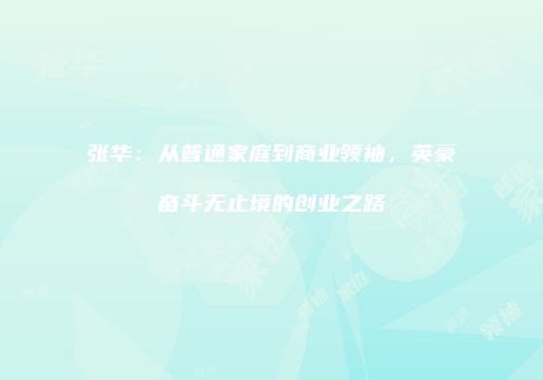 张华：从普通家庭到商业领袖，英豪奋斗无止境的创业之路