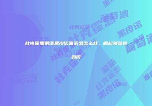 杜克霍恩诱饵黑皮诺葡萄酒怎么样，喝起来味道如何