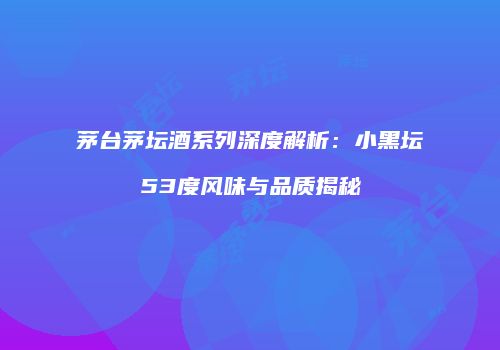 茅台茅坛酒系列深度解析：小黑坛53度风味与品质揭秘