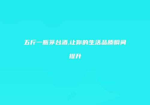 五斤一瓶茅台酒,让你的生活品质瞬间提升