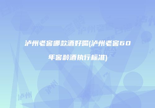 泸州老窖哪款酒好喝(泸州老窖60年窖龄酒执行标准)