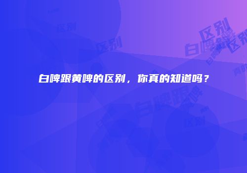 白啤跟黄啤的区别，你真的知道吗？