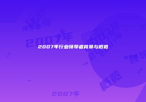 2007年行业领导者背景与概览
