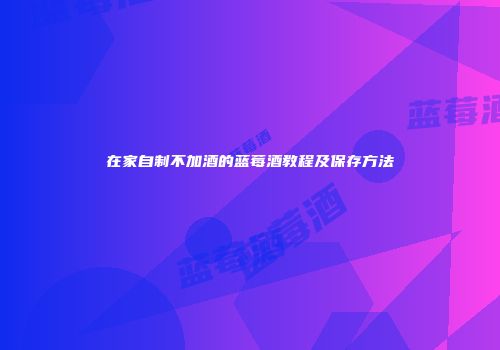 在家自制不加酒的蓝莓酒教程及保存方法