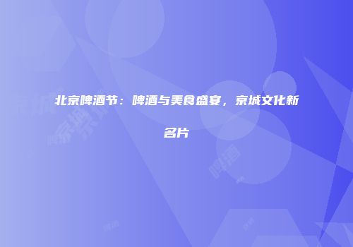 北京啤酒节：啤酒与美食盛宴，京城文化新名片