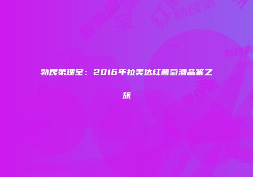 勃艮第瑰宝：2016年拉美达红葡萄酒品鉴之旅
