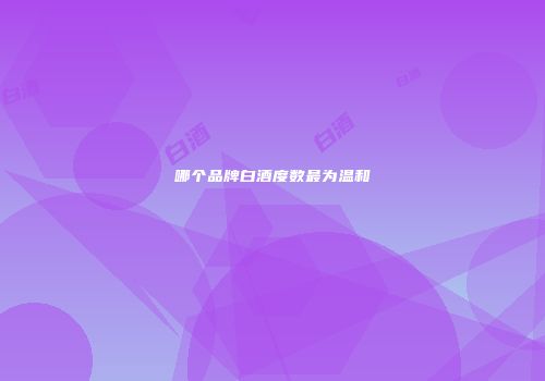 哪个品牌白酒度数最为温和