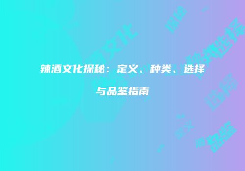 辣酒文化探秘：定义、种类、选择与品鉴指南