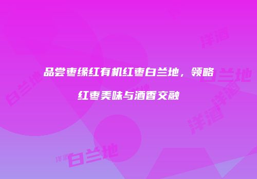 品尝枣缘红有机红枣白兰地，领略红枣美味与酒香交融