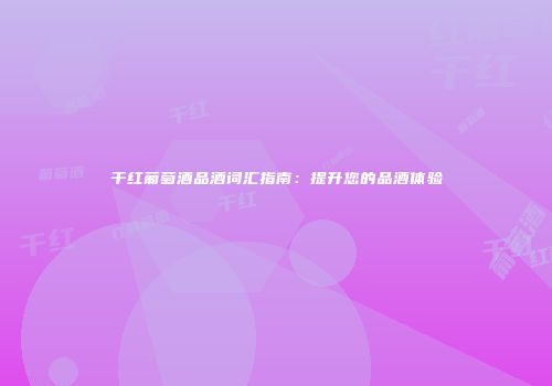 干红葡萄酒品酒词汇指南：提升您的品酒体验