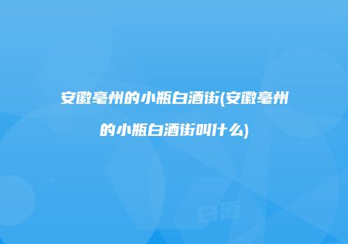 安徽亳州的小瓶白酒街(安徽亳州的小瓶白酒街叫什么)