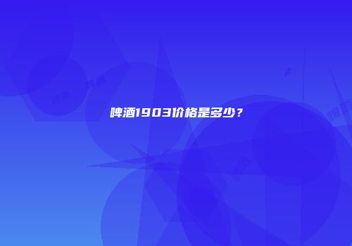 啤酒1903价格是多少？