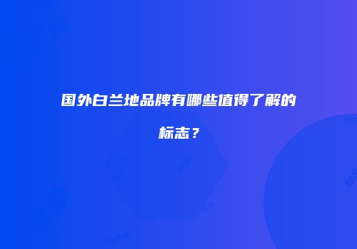 国外白兰地品牌有哪些值得了解的标志？