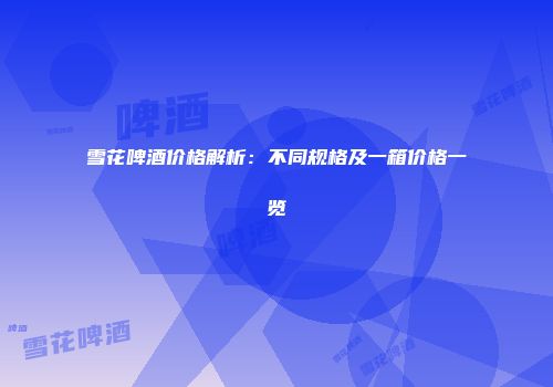 雪花啤酒价格解析：不同规格及一箱价格一览