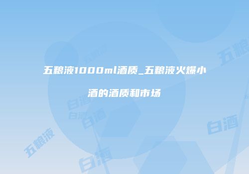 五粮液1000ml酒质_五粮液火爆小酒的酒质和市场