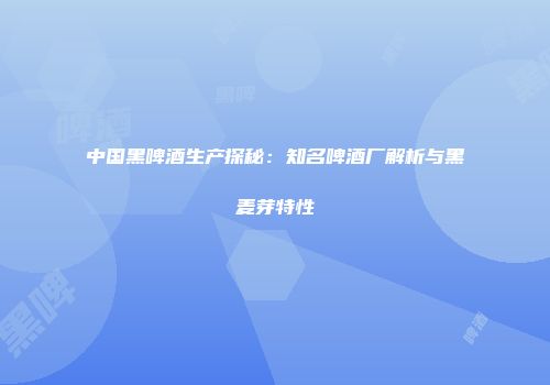 中国黑啤酒生产探秘：知名啤酒厂解析与黑麦芽特性