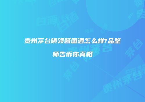 贵州茅台镇领酱国酒怎么样?品鉴师告诉你真相