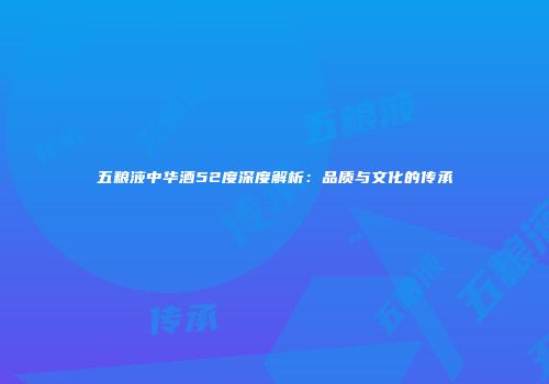 五粮液中华酒52度深度解析：品质与文化的传承