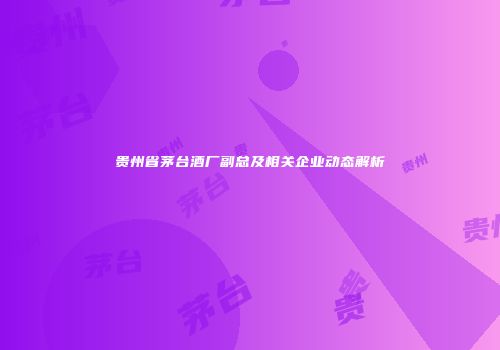 贵州省茅台酒厂副总及相关企业动态解析