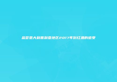 品尝意大利普利亚地区2017年份红酒的感受