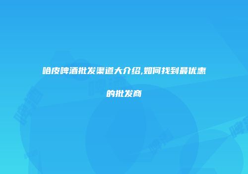哈皮啤酒批发渠道大介绍,如何找到最优惠的批发商