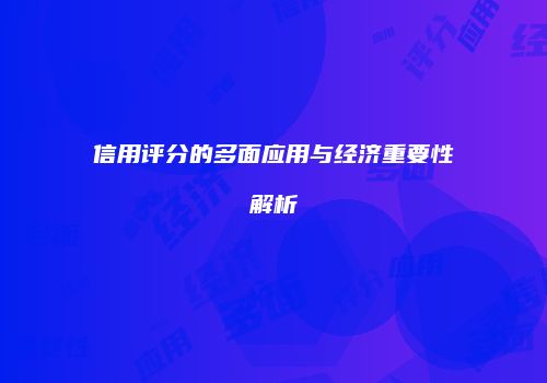 信用评分的多面应用与经济重要性解析