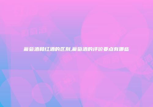 葡萄酒和红酒的区别,葡萄酒的评价要点有哪些