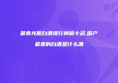 最贵光瓶白酒排行榜前十名,国产最贵的白酒是什么酒
