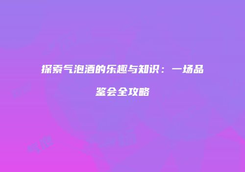 探索气泡酒的乐趣与知识：一场品鉴会全攻略