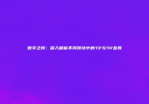 数字之辨：深入解析不同领域中的'13'与'14'差异