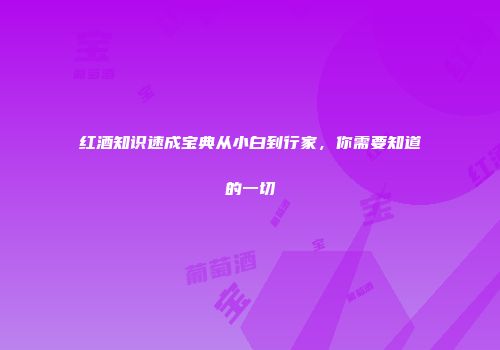 红酒知识速成宝典从小白到行家，你需要知道的一切