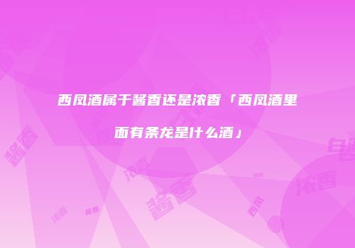 西凤酒属于酱香还是浓香「西凤酒里面有条龙是什么酒」
