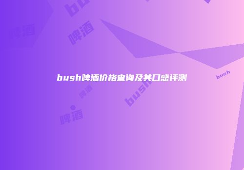 bush啤酒价格查询及其口感评测
