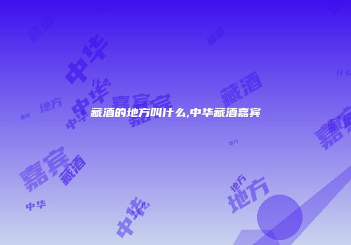 藏酒的地方叫什么,中华藏酒嘉宾