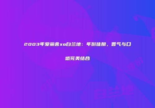 2003年爱丽舍xo白兰地：年份佳酿，香气与口感完美结合